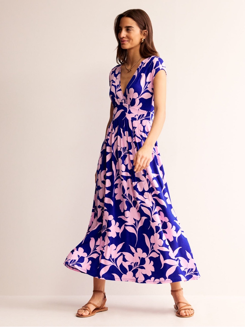 Boden Blue and Pink Floral Maxi Dress